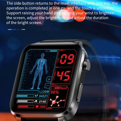 1.7 Inch Hd Square Screen Tpu Strap Smart Watch Supports Body Temperature Monitoring / Blood Oxygen Monitoring - Red