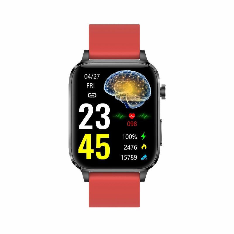 1.7 Inch Hd Square Screen Tpu Strap Smart Watch Supports Body Temperature Monitoring / Blood Oxygen Monitoring - Red