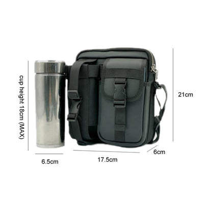 8 Leather Shoulder Mobile Phone Messenger Bag Casual Water Bottle Bag - Coffee