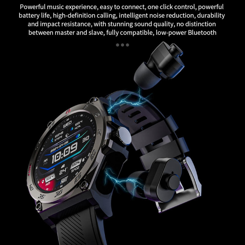 1.53 Inch Ip67 Bt5.0 Sport Smart Watch With Earbuds Support Bluetooth Call / Sleep / Blood Oxygen / Heart Rate / Blood Pressure Health Monitor - Blue