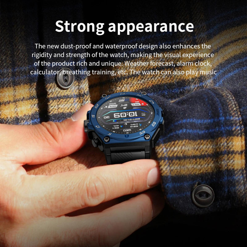 1.53 Inch Ip67 Bt5.0 Sport Smart Watch With Earbuds Support Bluetooth Call / Sleep / Blood Oxygen / Heart Rate / Blood Pressure Health Monitor - Blue