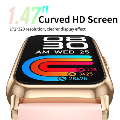 1.47 Inch Waterproof Smart Watch Heart Rate & Blood Pressure Support - Pink