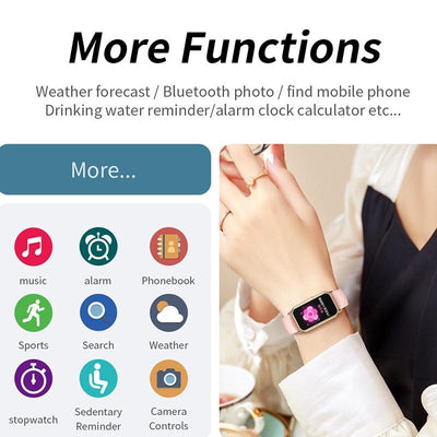 1.47 Inch Waterproof Smart Watch Heart Rate & Blood Pressure Support - Pink