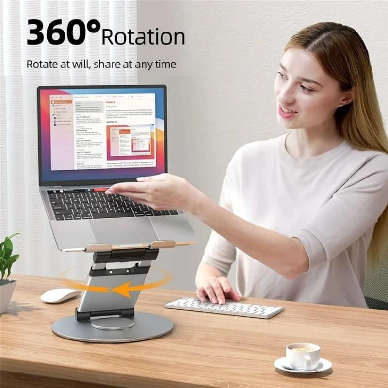 Adjustable 360 Degree Rotating Laptop Stand for 10-17 Inch Devices - Grey