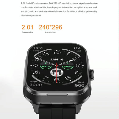 2.01 Inch 2 In 1 Bluetooth Earphone Smart Watch With Nfc & Steel Strap - Space Grey