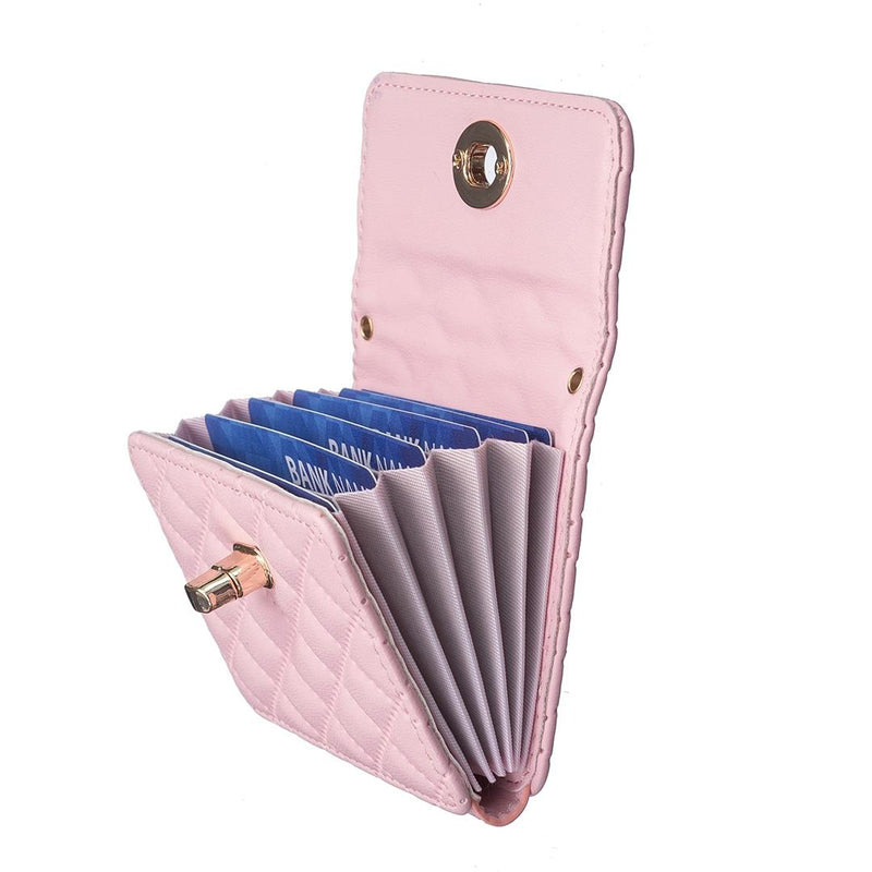 Horizontal Card Bag Mobile Phone Back Sticker With Metal Buckle - Pink