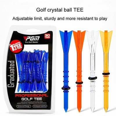 30 Adjustable Golf Tees with 83mm Height Limit - Set of 30 - Orange