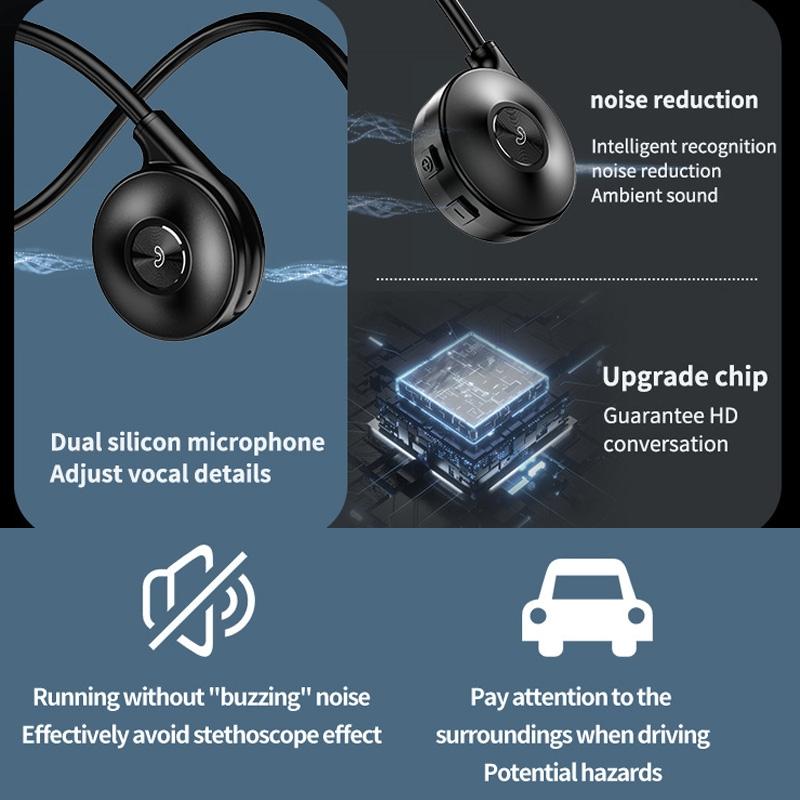 Bone Conduction Bluetooth Earphones with Stereo Vibration Speaker - Pink