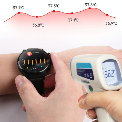1.32 Inch Screen Leather Watch Strap Smart Health Watch Supports Body Temperature Monitoring Ecg Monitoring Blood Pressure - Brown