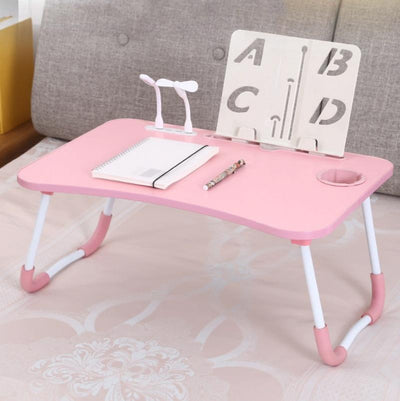 Portable Folding Desk with Fan & Lamp - Compact Design - Teenage Pink