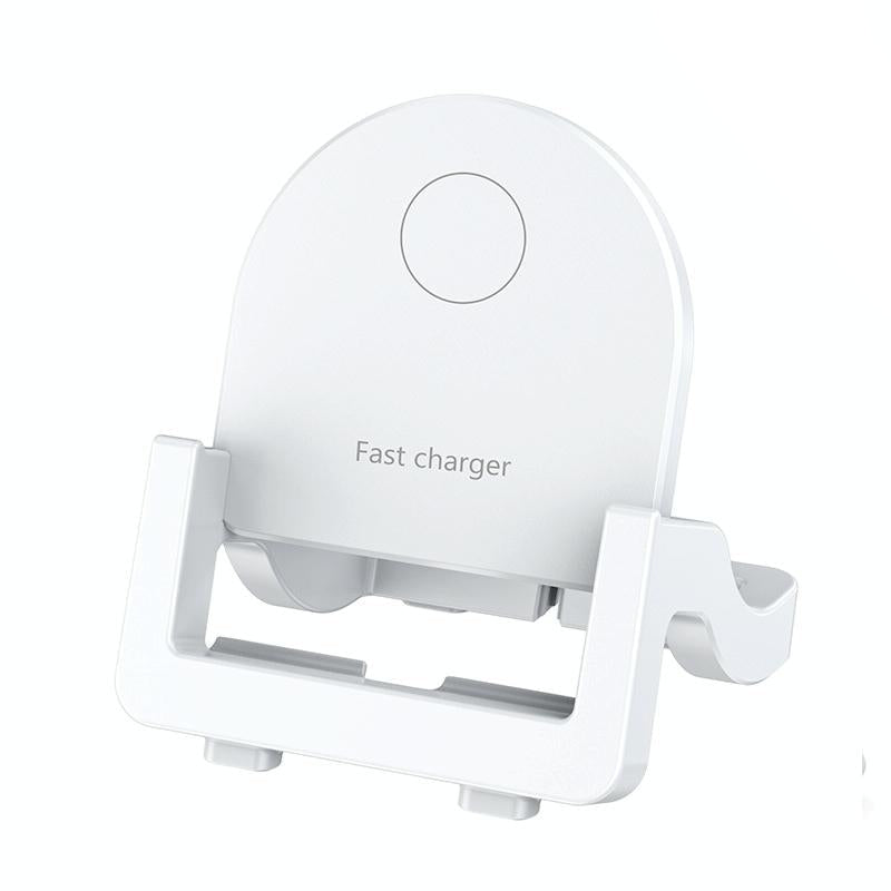 15W Vertical Wireless Fast Charger With Phone Holder - White