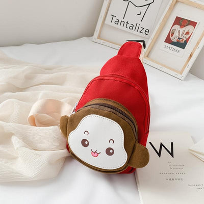 Adorable Monkey Crossbody Bag For Kids - Red