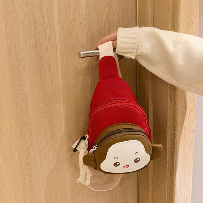 Adorable Monkey Crossbody Bag For Kids - Red