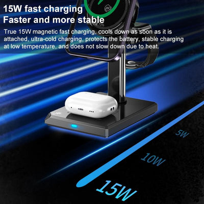15W 4 In 1 Magnetic Wireless Charger Stand - White