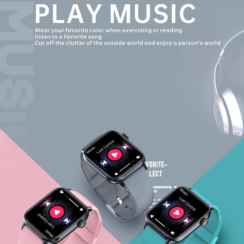 1.83 Inch Bt5.2 Smart Sport Watch Support Sleep / Heart Rate / Blood Oxygen / Temperature / Blood Pressure Health Monitor - Black + Pink