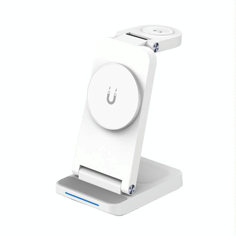 3 In 1 Magnetic Wireless Charger Stand - White