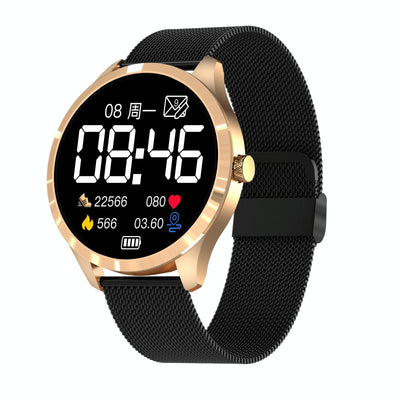 1.28 Inch Ips Colour Screen Ip67 Waterproof Smart Watch Support Blood Pressure Monitoring / Heart Rate Monitoring / Sleep Monitoring - Black