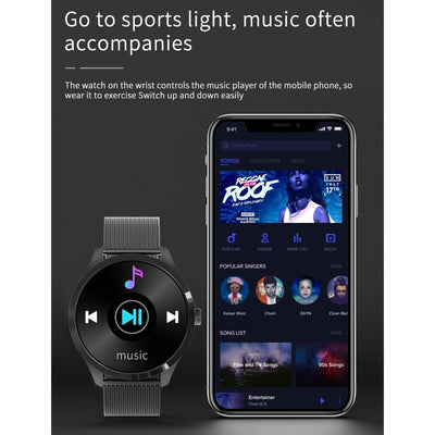 1.28 Inch Ips Colour Screen Ip67 Waterproof Smart Watch Support Blood Pressure Monitoring / Heart Rate Monitoring / Sleep Monitoring - Black