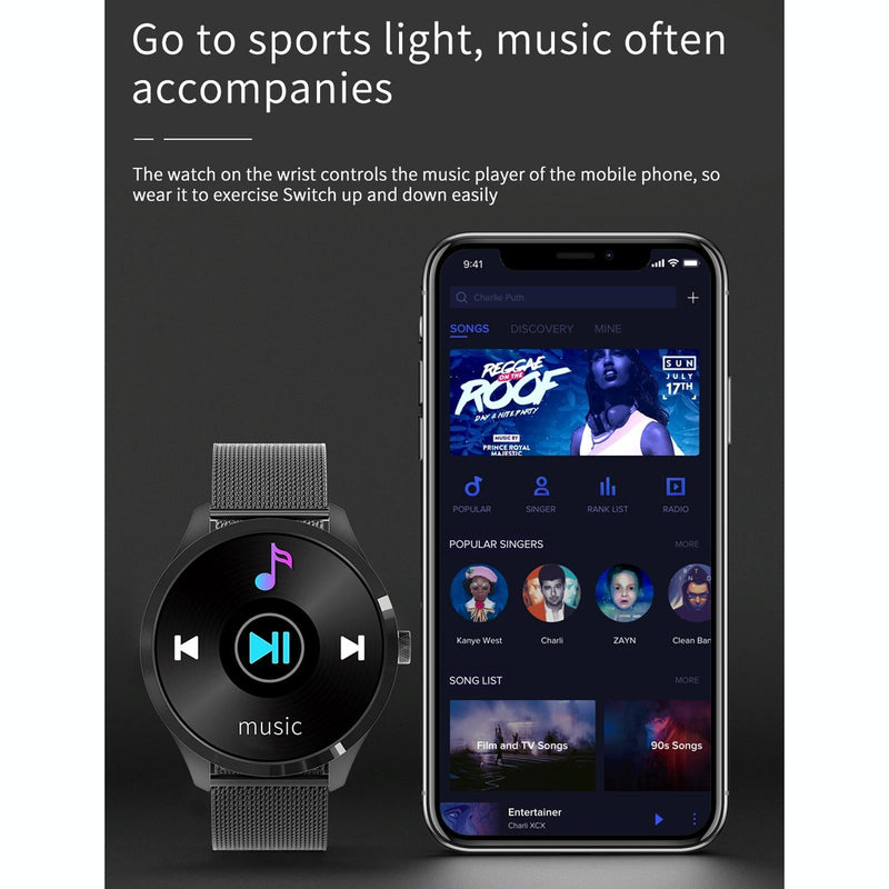 1.28 Inch Ips Colour Screen Ip67 Waterproof Smart Watch Support Blood Pressure Monitoring / Heart Rate Monitoring / Sleep Monitoring - Black