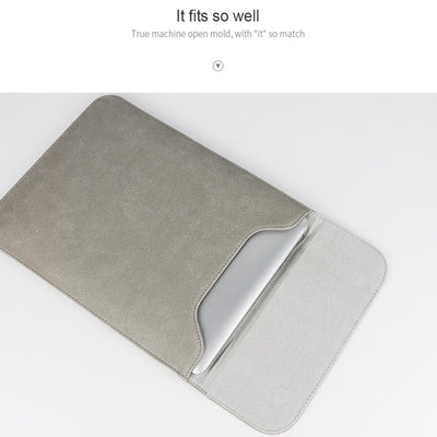 11.6-12.5 Inch Ultra-thin Notebook Liner Bag with Small Bag - Pu02 - Light Grey