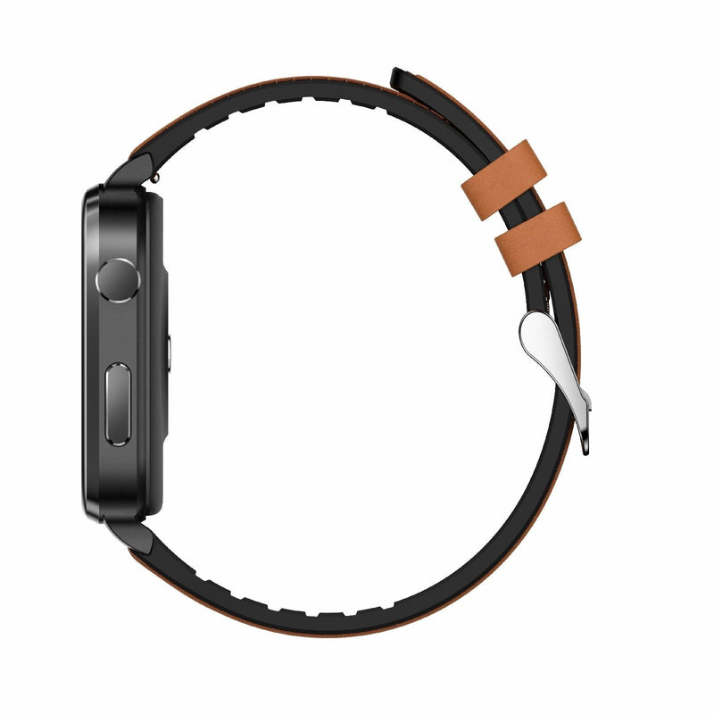 1.7 Inch Hd Square Screen Leather Strap Smart Watch Supports Body Temperature Monitoring / Blood Oxygen Monitoring - Brown