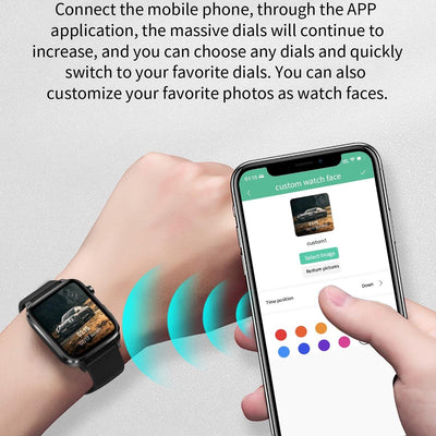 1.7 Inch Hd Square Screen Leather Strap Smart Watch Supports Body Temperature Monitoring / Blood Oxygen Monitoring - Brown