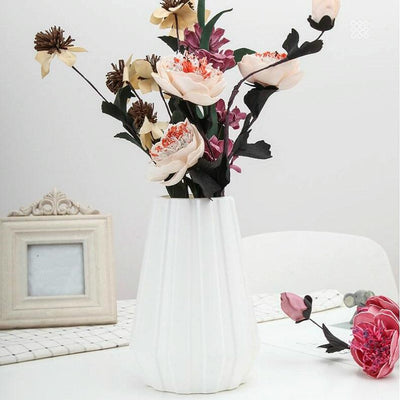 2-piece Plastic Vase for Creative Flower Arrangements - Milk White