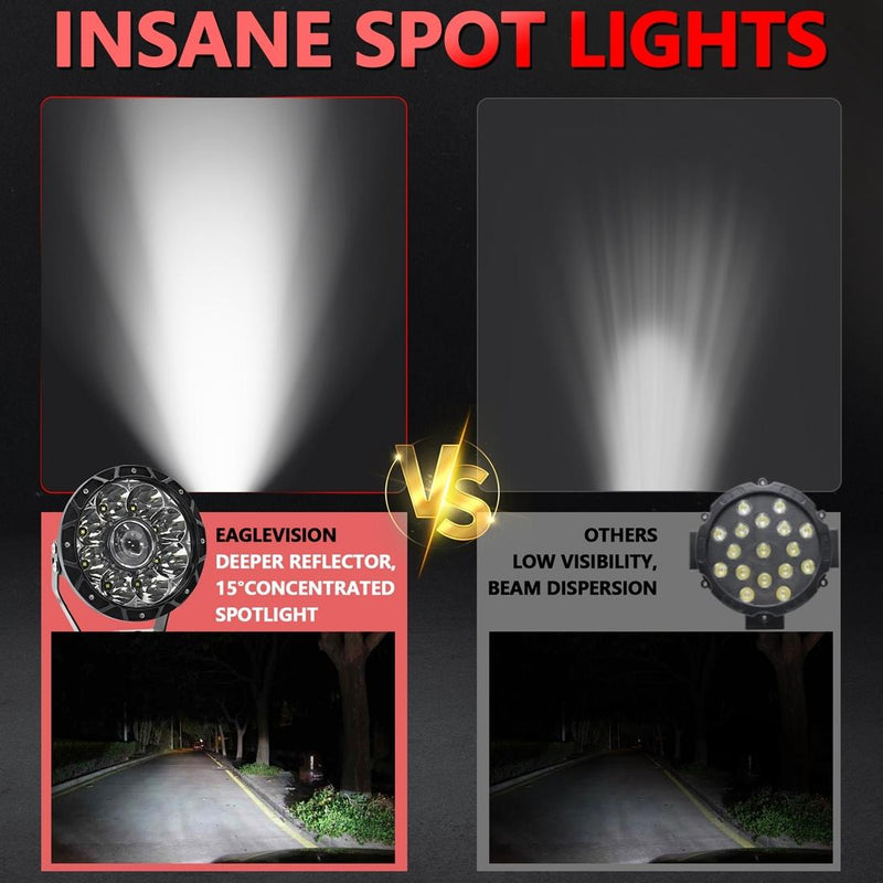 55W 6000Lm / 6000K Off - Road Vehicle Round Work Light - Yellow