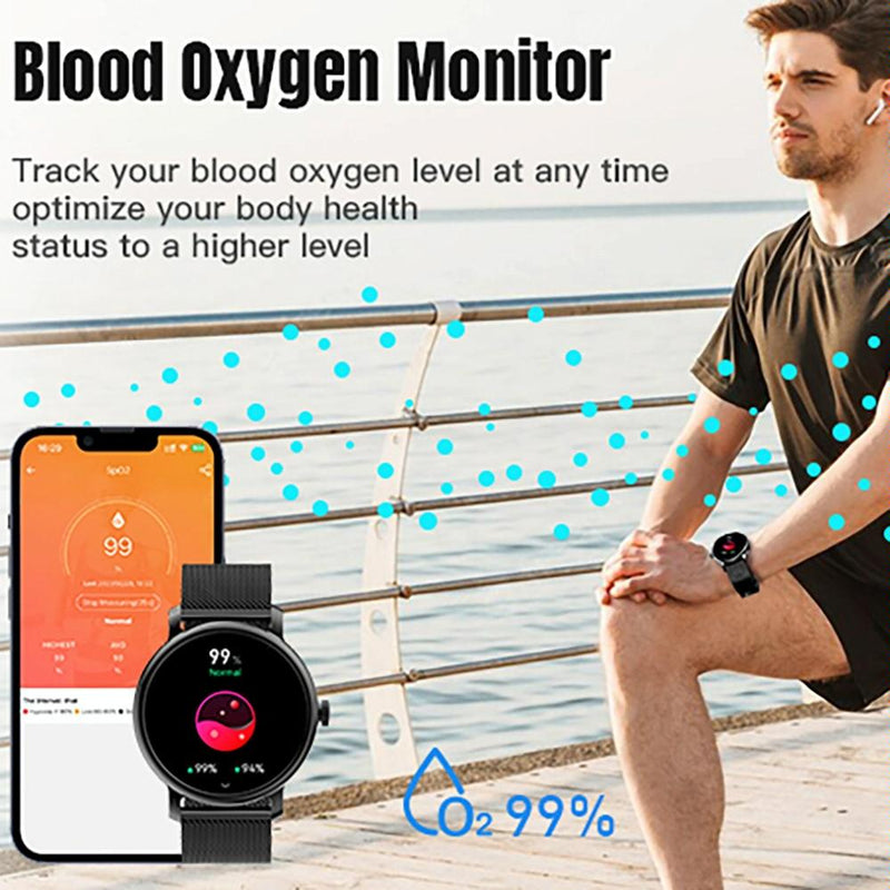 1.43 Inch Amoled Round Screen Steel Strap Smart Watch Supports Blood Oxygen Detection - Gold