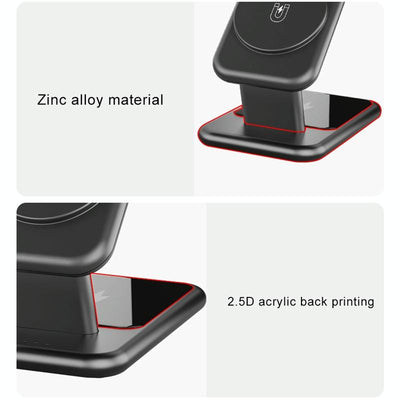 15W 3 In 1 Magnetic Wireless Charger - Black