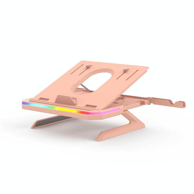Adjustable Laptop Stand with 9 Levels of Lighting - Pink
