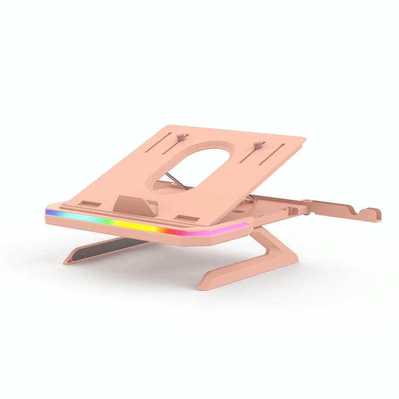 Adjustable Laptop Stand with 9 Levels of Lighting - Pink