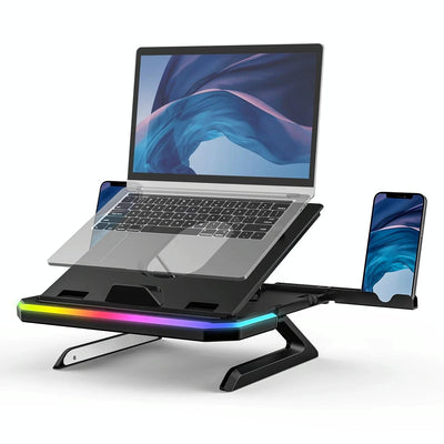 Adjustable Laptop Stand with 9 Levels of Lighting - Pink