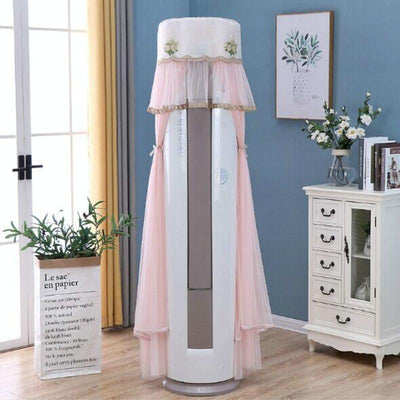 170cm Vertical Lace Air Conditioner Dust Cover - Round Column - Pink