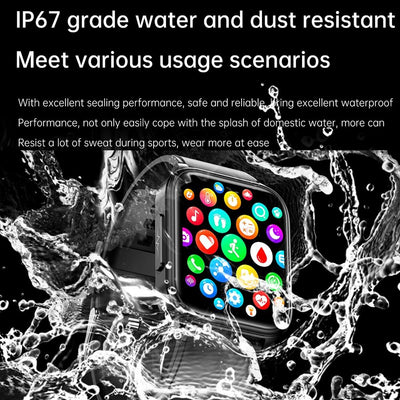 1.91 Inch Ip67 Waterproof Silicone Band Smart Watch Support Ecg / Non-Invasive Blood Glucose Measurement - Blue