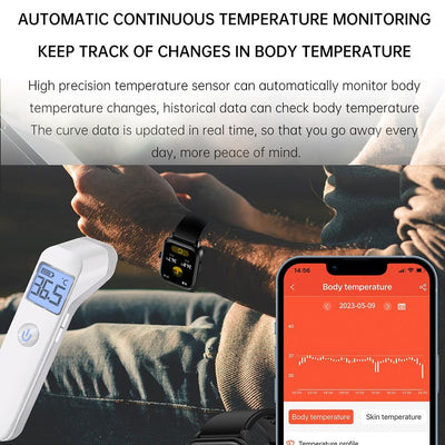 1.91 Inch Ip67 Waterproof Silicone Band Smart Watch Support Ecg / Non-Invasive Blood Glucose Measurement - Blue