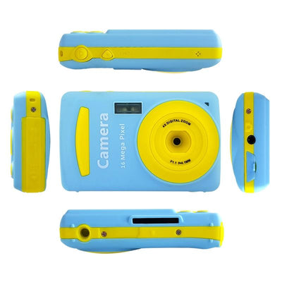 16Mp Mini Digital Camera For Kids - 2.4 Inch 720P Cute Cartoon Design - Multifunctional Toy For Children'S Birthday - Gold