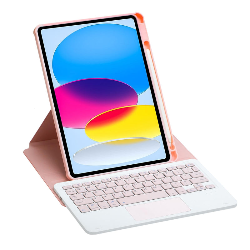 360 Rotation Bluetooth Keyboard Leather Case For Ipad 10.9 2022 - Transparent Acrylic With Touch Control - Pink