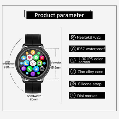 1.3 Inch Ips Colour Screen Ip67 Waterproof Smart Watch Support Sleep Monitor / Heart Rate Monitor / Blood Pressure Monitor - Blue