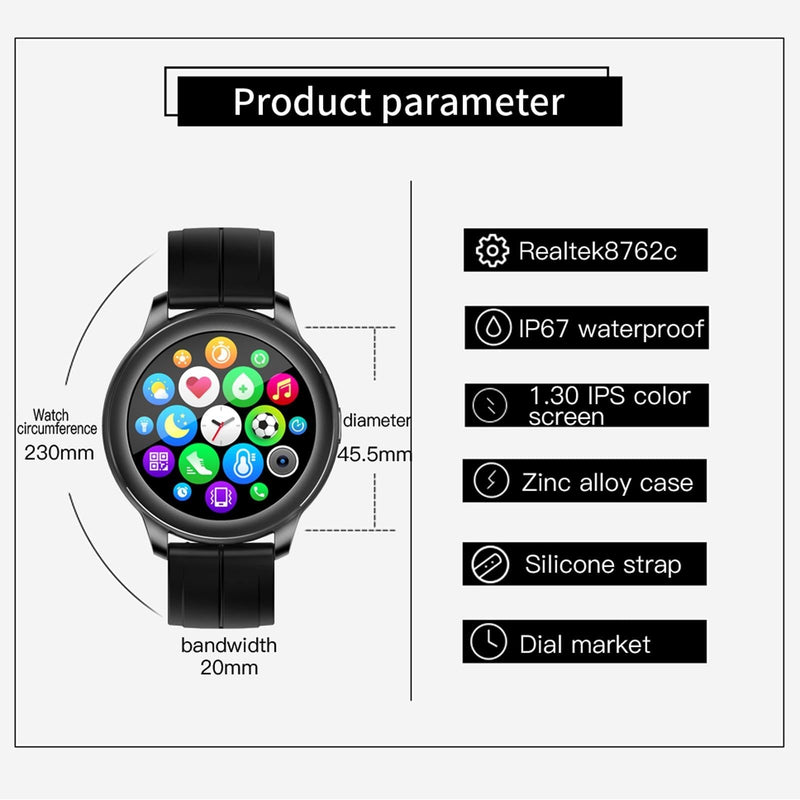 1.3 Inch Ips Colour Screen Ip67 Waterproof Smart Watch Support Sleep Monitor / Heart Rate Monitor / Blood Pressure Monitor - Blue