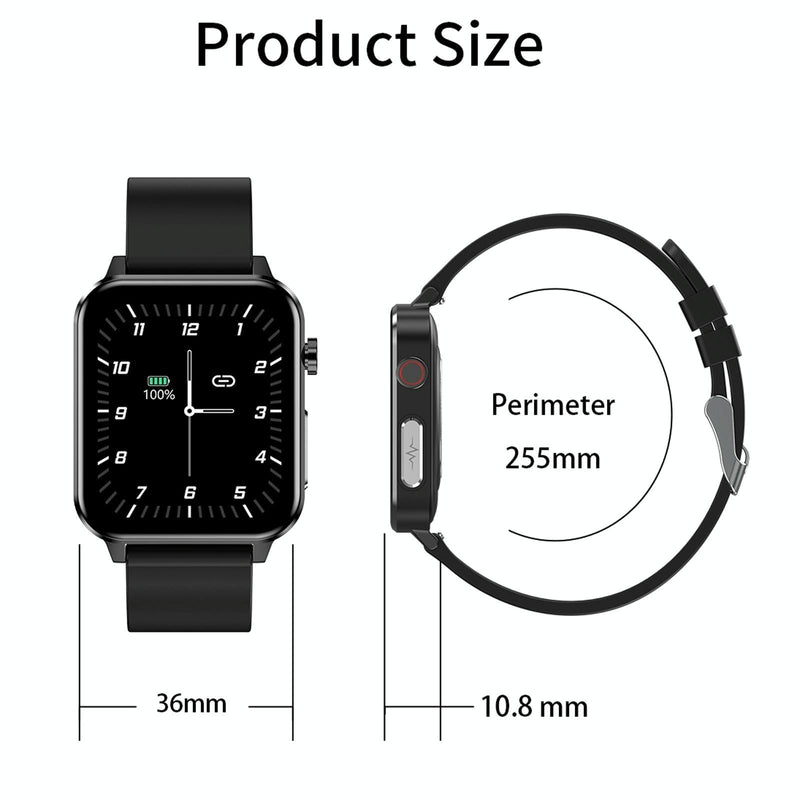 1.7 Inch Tft Colour Screen Ip68 Waterproof Smart Watch Support Blood Oxygen Monitoring / Body Temperature Monitoring / Ai Medical Diagnosis - Leather Strap - Brown