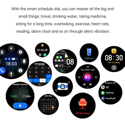 1.1 Inch Smart Stainless Steel Band Watch Support Bluetooth Call / Blood Oxygen Monitoring - Black