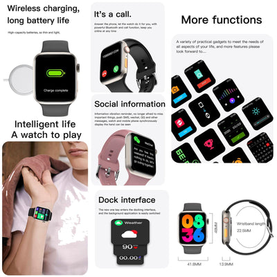 2.01 Inch Waterproof Smart Watch Bt Call / Heart Rate / Blood Pressure / Blood Oxygen - Pink Gold