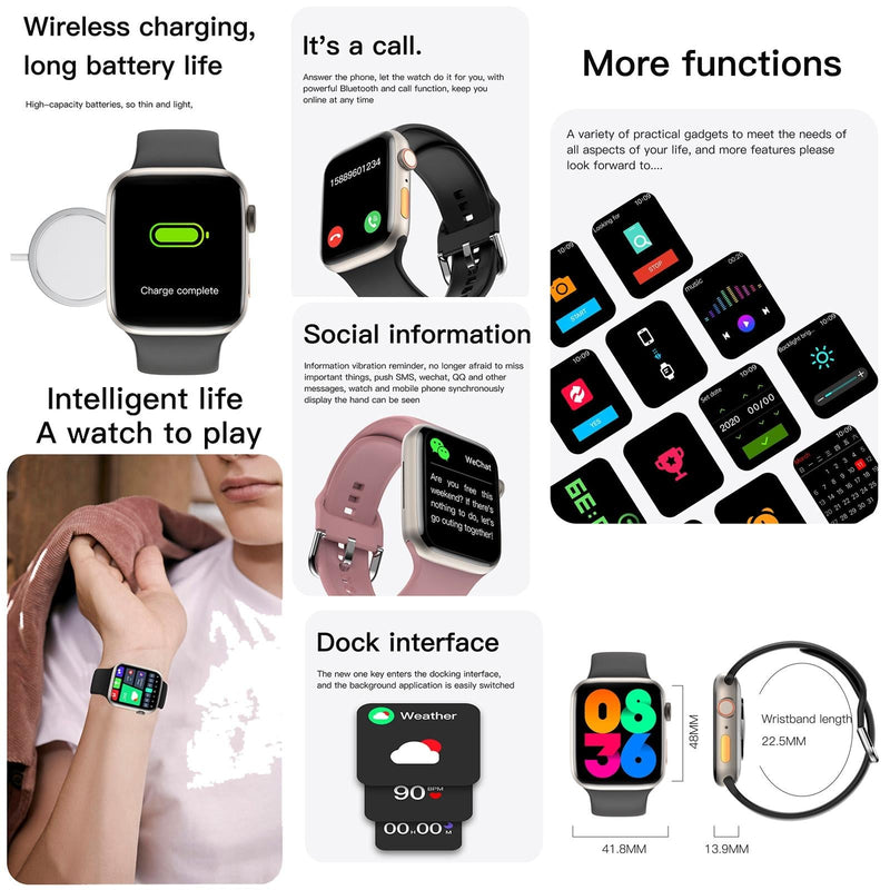 2.01 Inch Waterproof Smart Watch Bt Call / Heart Rate / Blood Pressure / Blood Oxygen - Pink Gold