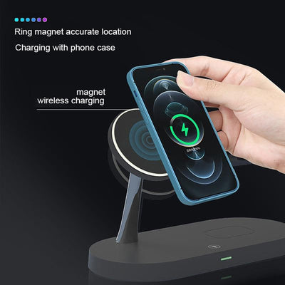 3 In 1 Wireless Charger With Night Light 15W - Black