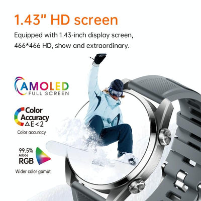 1.43 Inch Ip67 Sport Smart Watch Support Bluetooth Call / Sleep / Blood Oxygen / Heart Rate / Blood Pressure Health Monitor - Silver