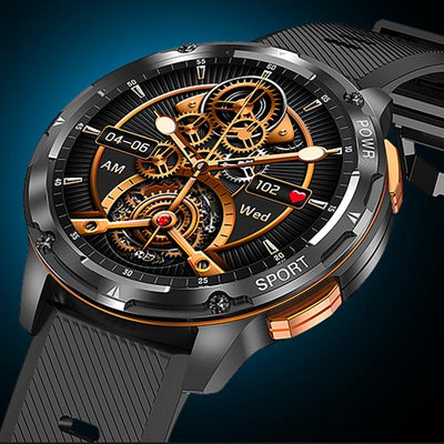 1.43 Inch Amoled Round Screen Steel Strap Smart Watch - Gold