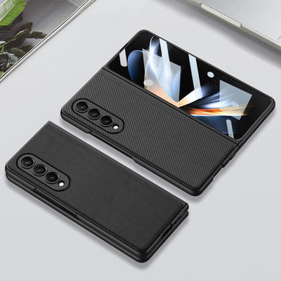 Foldable Leather Case with Stand for Samsung Galaxy z Fold 4 - Ultra Thin - Black