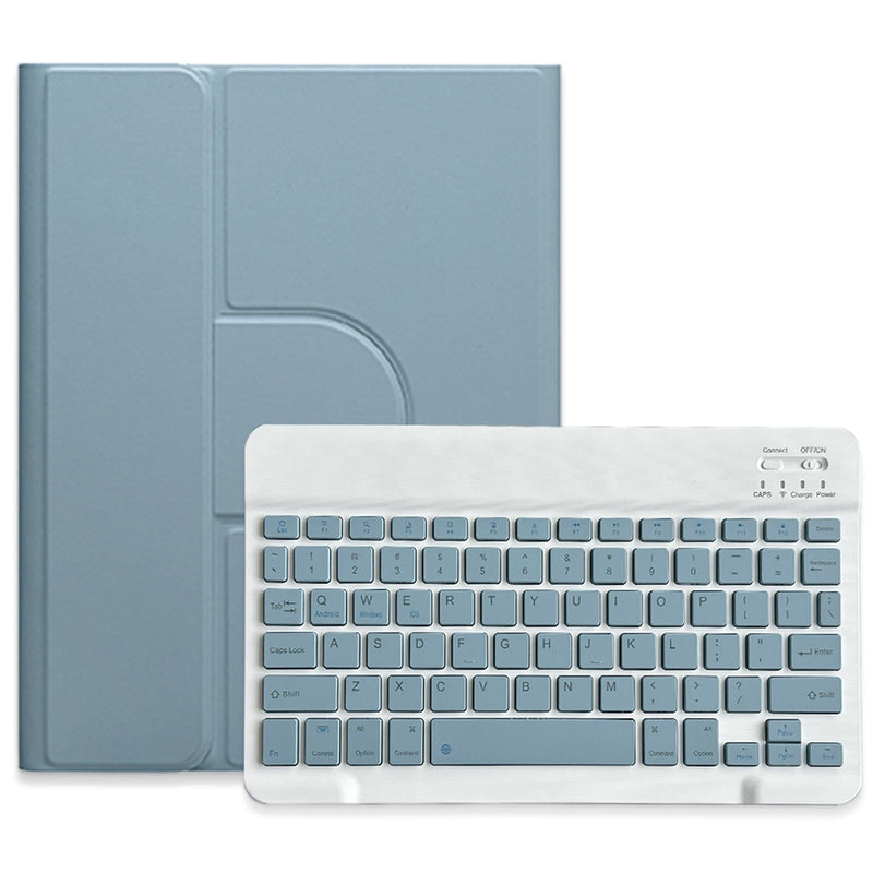 360 Degree Rotatable Bluetooth Keyboard Leather Case - Square Button - Mist Blue - For Ipad 10Th Gen 10.9 2022