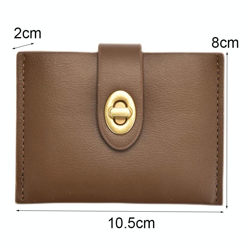 Mini Retro Lock Coin Purse Multi Slot Pu Leather Card Bag - Coffee